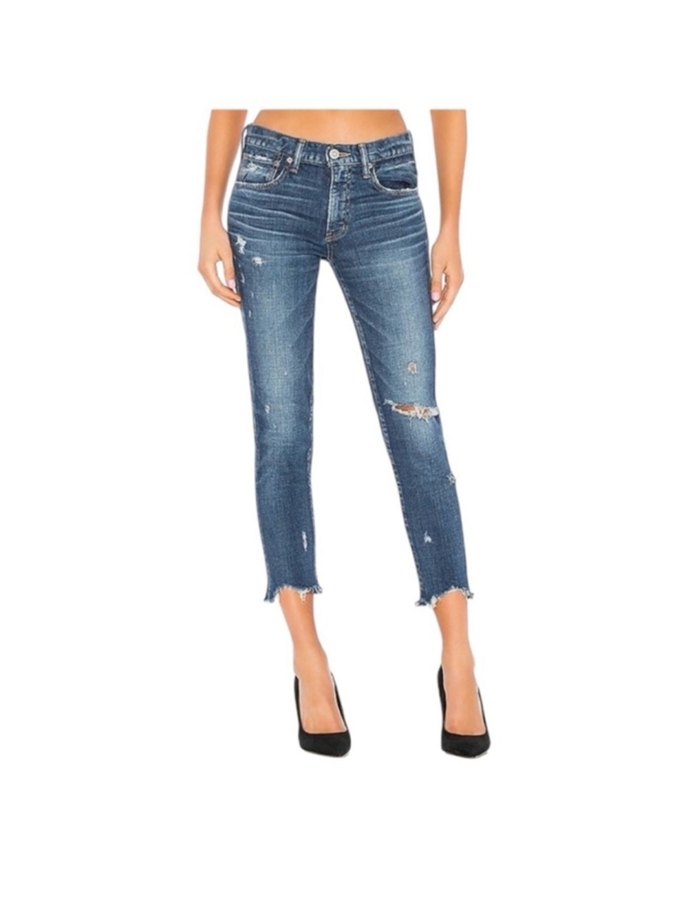MOUSSY Vintage Distressed Skinny Jeans – Size 26 – Raw Hem – Made in Japan